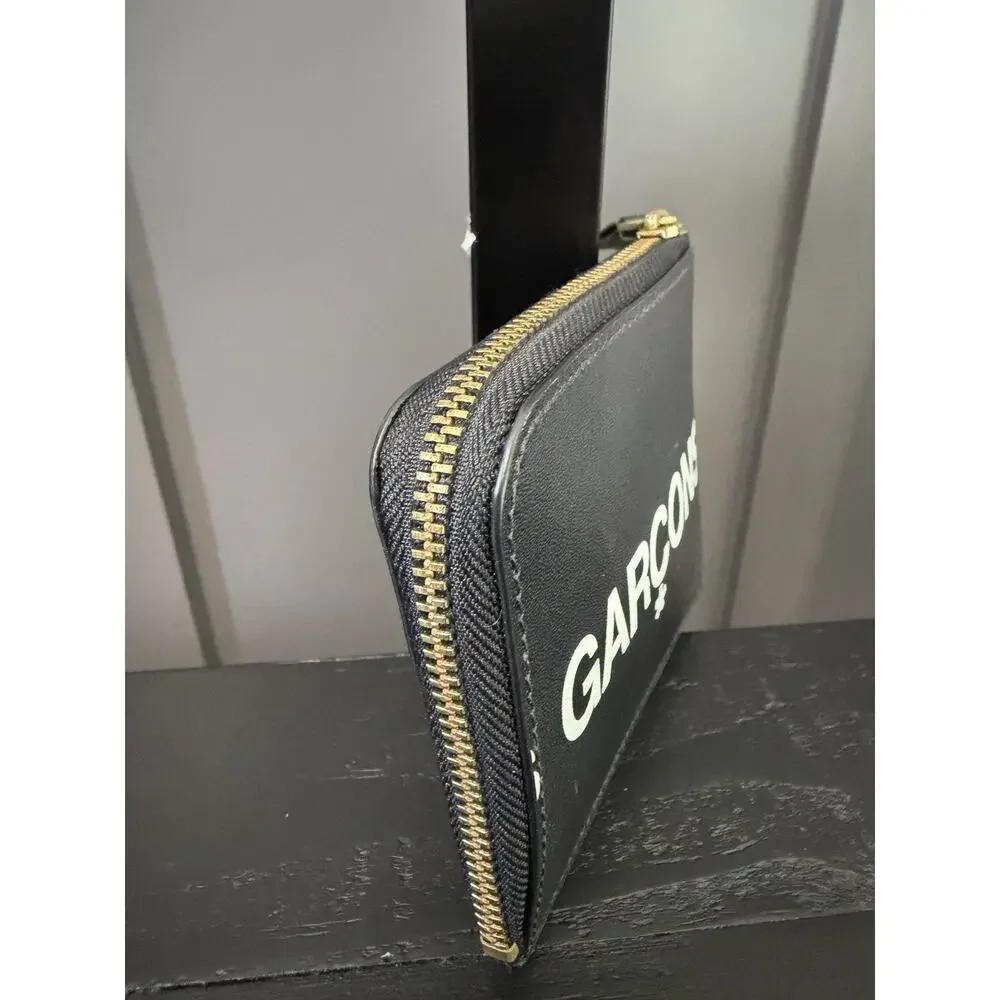 NWT Comme des Garçons Huge Logo Zip Wallet (model SA3100HL), Black, $225 MSRP
